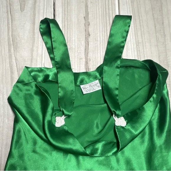 Val Mode Lingerie Size Medium Slip Dress Nightgown Nighty Green - Picture 2 of 5